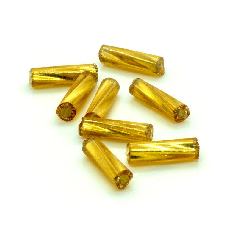 Load image into Gallery viewer, Bugle Beads Twist Silver Lined 6.3mm (1/4 inch) Gold - Affordable Jewellery Supplies