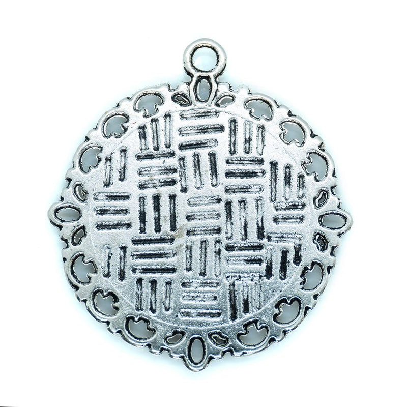 Load image into Gallery viewer, Ornate Pendant Cabochon Setting 34mm Antique Silver - Affordable Jewellery Supplies