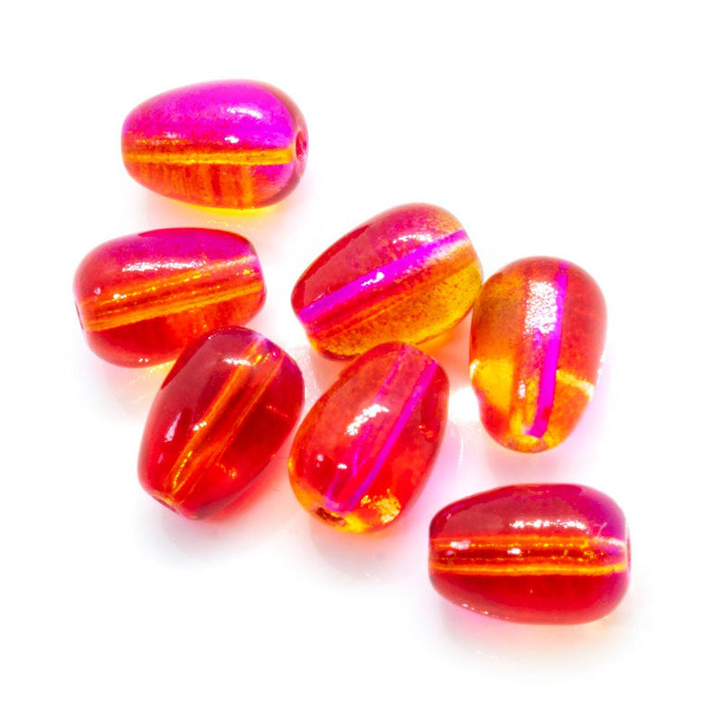 Load image into Gallery viewer, Baking Paint Glass Teardrop Two Tone 9mm x 6.5mm Red and Orange - Affordable Jewellery Supplies