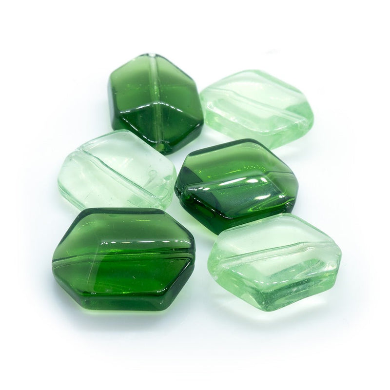 Load image into Gallery viewer, Glass Flat Rectangle With Pointed Ends 18mm x 12mm x 5mm Peridot - Affordable Jewellery Supplies