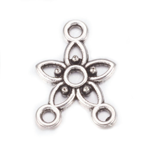 Tibetan Style Daisy 3 Loop Connector 17mm x 12mm Antique Silver - Affordable Jewellery Supplies