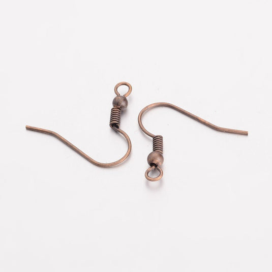 Earhooks Twist 19mm Red Copper - Nickel Free - Affordable Jewellery Supplies