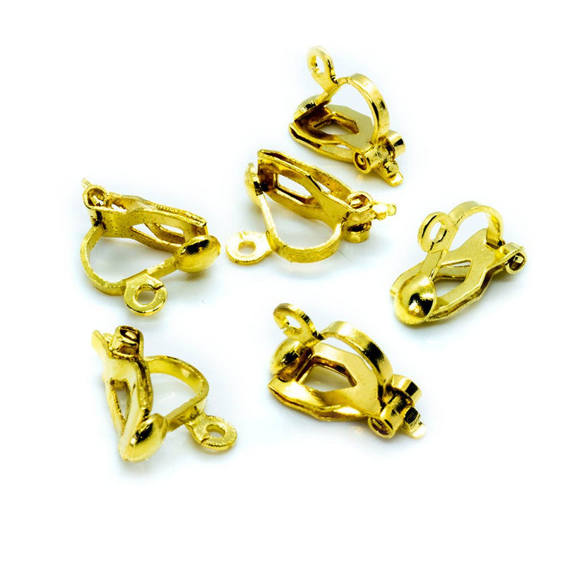 Load image into Gallery viewer, Clip-on Earwires 13mm x 11mm Gold - Affordable Jewellery Supplies

