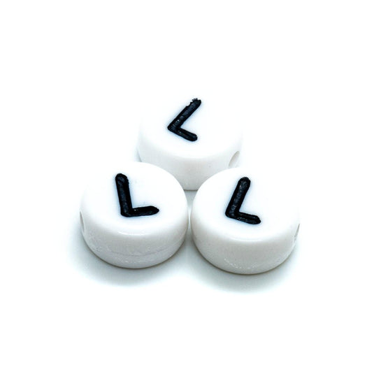 Acrylic Alphabet and Number Beads 7mm Letter L - Affordable Jewellery Supplies