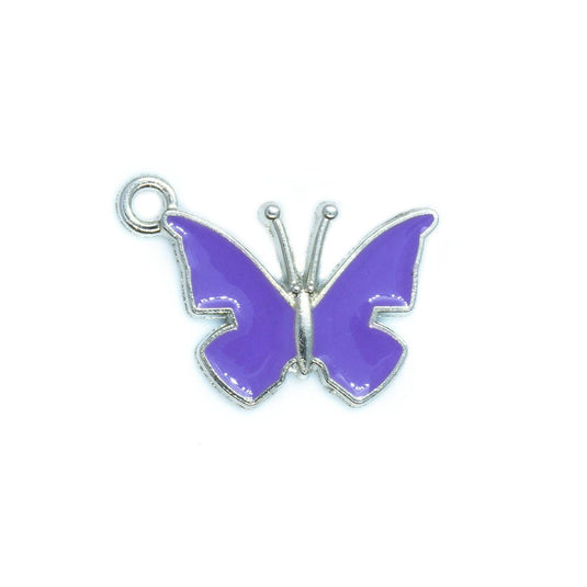 Enamel Butterfly Charm 21mm x 14.5mm x 1.5mm Lilac - Affordable Jewellery Supplies