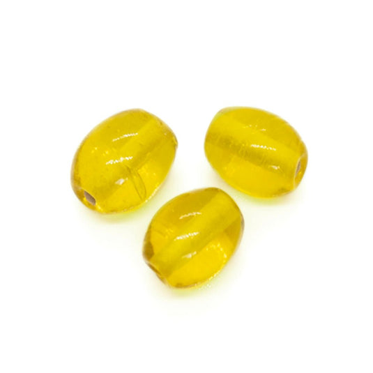 Indian Glass Lampwork Oval 10mm x 8mm Yellow - Affordable Jewellery Supplies