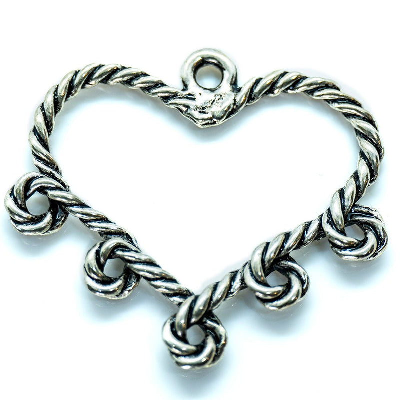 Load image into Gallery viewer, Heart with Five Loops 29mm x 34mm Tibetan Silver - Affordable Jewellery Supplies
