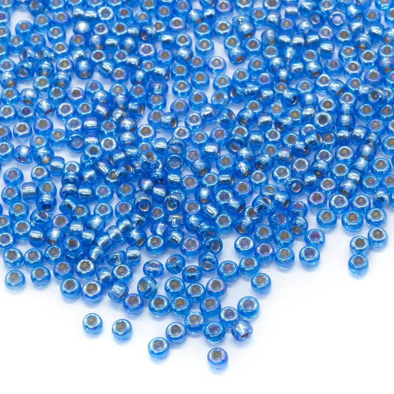 Load image into Gallery viewer, Miyuki Rocailles Silver Lined Seed Beads 11/0 Sapphire AB - Affordable Jewellery Supplies

