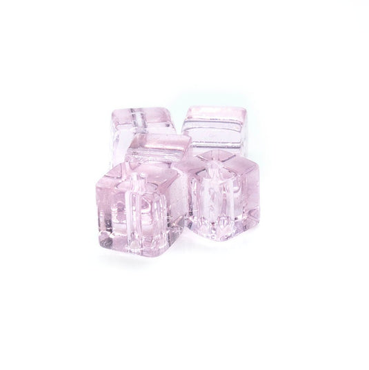 Crystal Glass Cube With Slightly Rounded Corners 5mm Silk - Affordable Jewellery Supplies