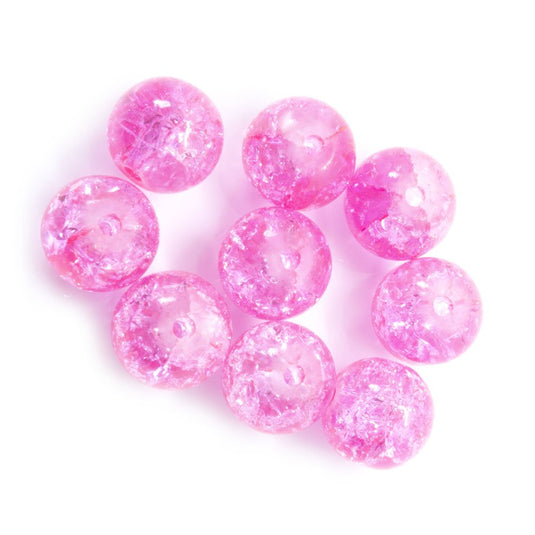 Glass Crackle Beads 8mm Magenta - Affordable Jewellery Supplies