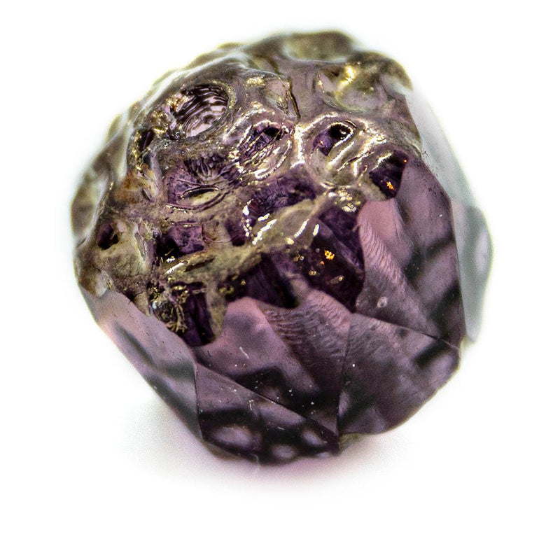 Load image into Gallery viewer, Czech Glass Firepolished Lamp Bead 8mm x 8mm Amethyst & Copper - Affordable Jewellery Supplies