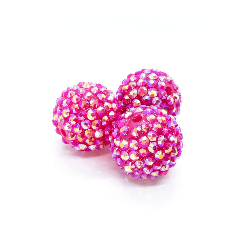 Load image into Gallery viewer, Bubblegum Resin Rhinestone Ball 22mm x 20mm Hot Pink AB Finish - Affordable Jewellery Supplies