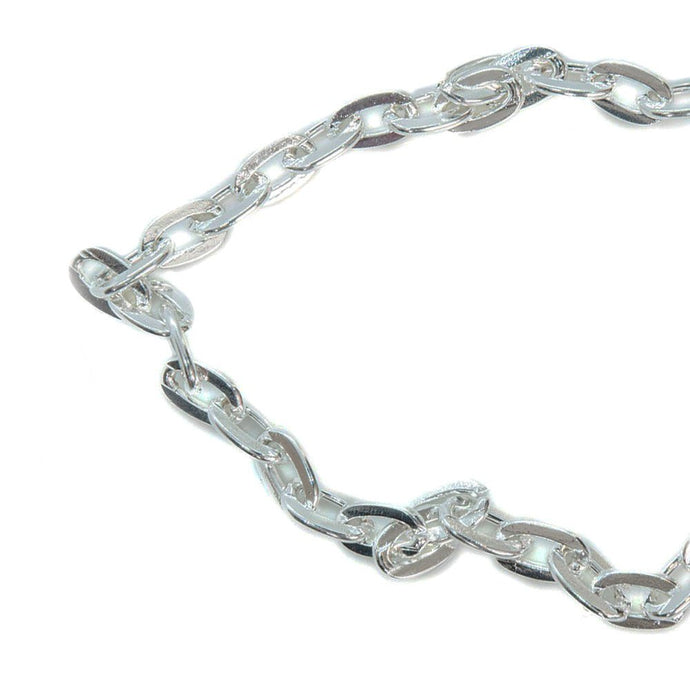 Flat Oval Cable Chain 6mm x 4mm x 1mm Silver - Affordable Jewellery Supplies