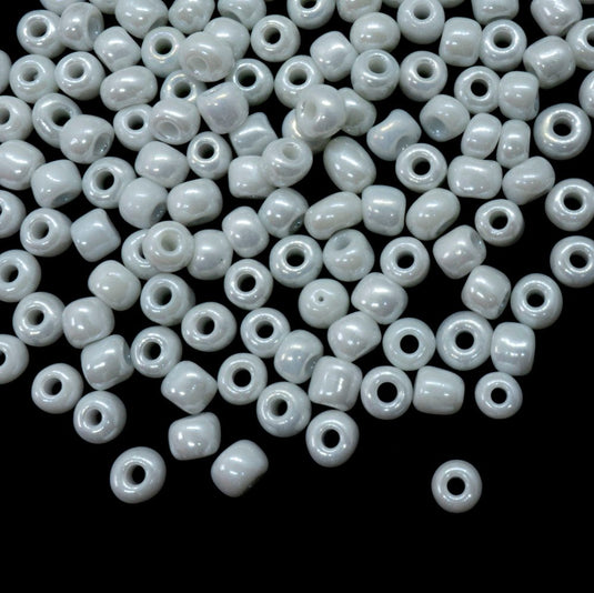 Opaque Lustred Seed Beads 6/0 4mm White - Affordable Jewellery Supplies