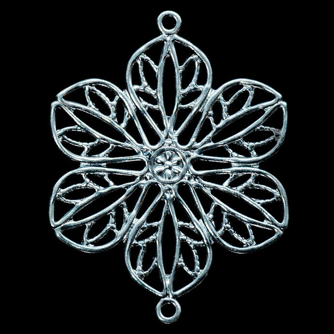 Filigree Flower Connector 26mm x 20mm Silver - Affordable Jewellery Supplies