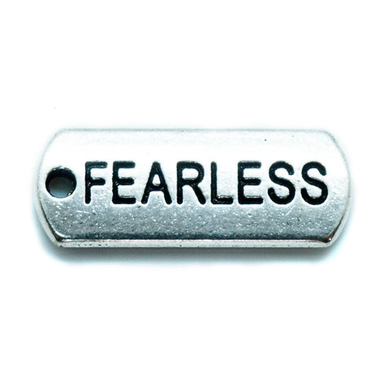 Inspirational Message Pendant 21mm x 8mm x 2mm Fearless - Affordable Jewellery Supplies