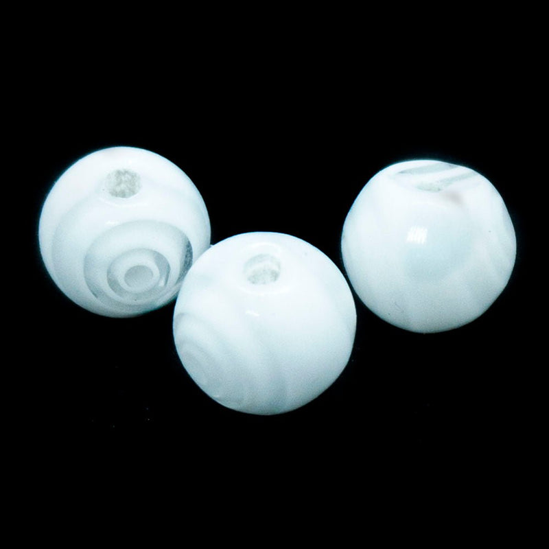 Load image into Gallery viewer, Millefiori Glass Round Bead with Swirls 6mm White - Affordable Jewellery Supplies