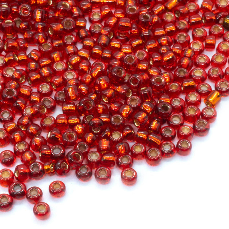 Load image into Gallery viewer, Silver Lined Seed Beads 11/0 Ruby Red - Affordable Jewellery Supplies
