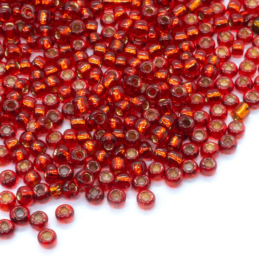 Silver Lined Seed Beads 11/0 Ruby Red - Affordable Jewellery Supplies