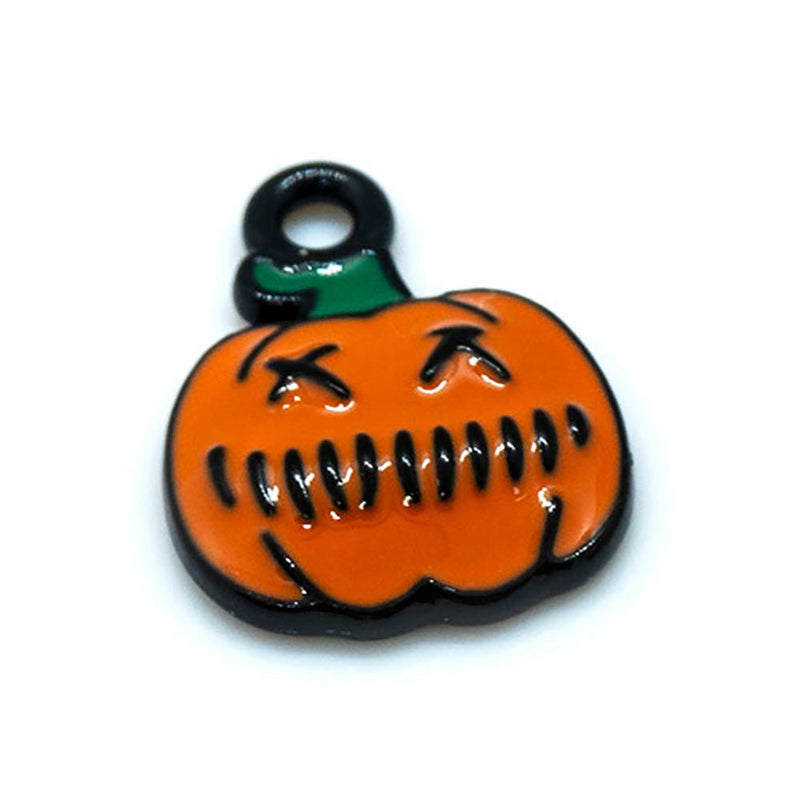 Load image into Gallery viewer, Small Pumpkin Charm 16mm x 12mm Black and Orange - Affordable Jewellery Supplies
