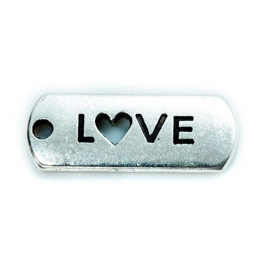 Inspirational Message Pendant 21mm x 8mm x 2mm Love - Affordable Jewellery Supplies