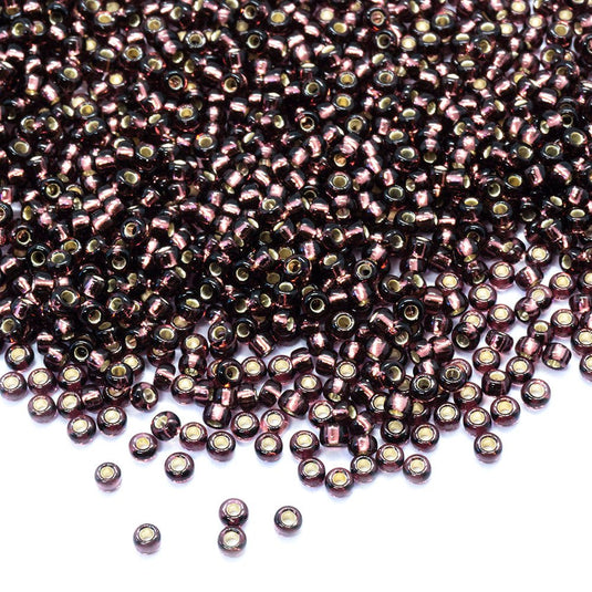 Miyuki Rocailles Silver Lined Seed Beads 11/0 Dark Smoky Amethyst - Affordable Jewellery Supplies