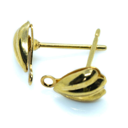 Shell Earring Stud Post With Closed Loop 8mm x 5mm Gold - Affordable Jewellery Supplies