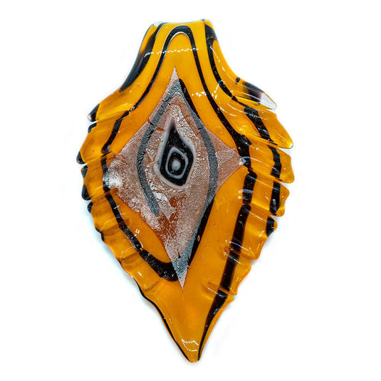 Murano Lampwork Glass Pendant with Jagged Edges 62mm x 40mm Orange - Affordable Jewellery Supplies