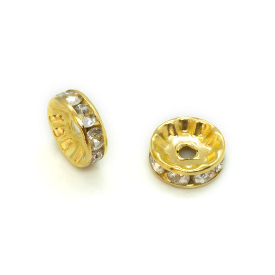 Rhinestone Rondelle Beads Round 10mm Gold - Affordable Jewellery Supplies