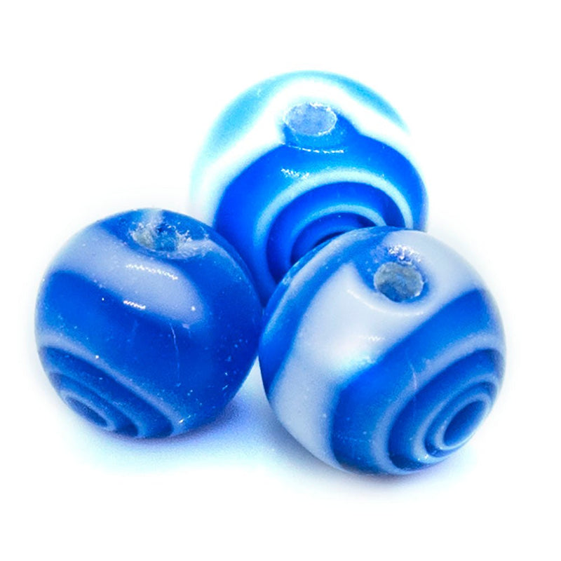 Load image into Gallery viewer, Millefiori Glass Round Bead with Swirls 6mm Cobalt - Affordable Jewellery Supplies