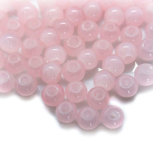 Baking Painted Imitation Jade Glass Round Beads 4.5-5 mm Pink - Affordable Jewellery Supplies