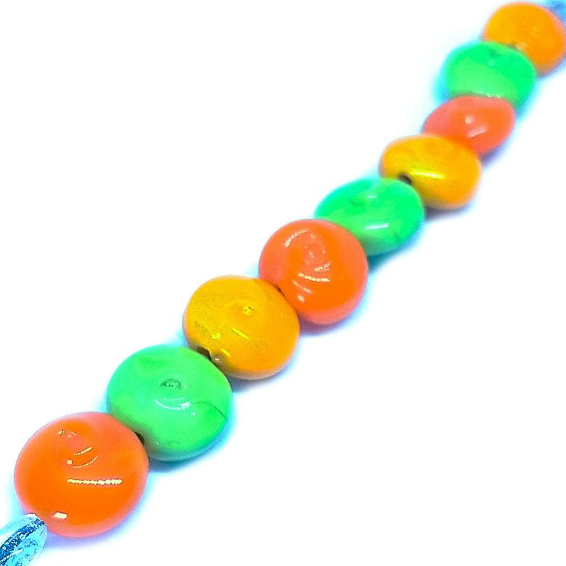 Load image into Gallery viewer, GlaesDesign Handmade Lampwork Glass Swirl Beads 17mm x 17mm 12mm Citrus - Affordable Jewellery Supplies