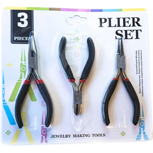 Plier Tool Set - 3 Piece 31.5cm x 7cm x 1cm Red and Black - Affordable Jewellery Supplies