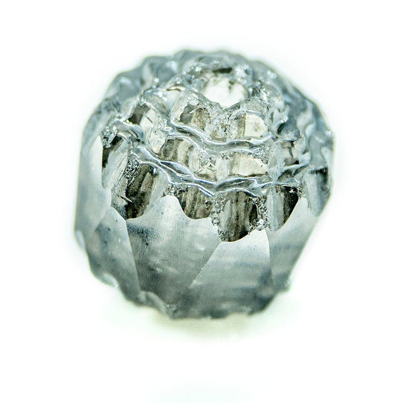 Load image into Gallery viewer, Czech Glass Firepolished Lamp Bead 8mm x 8mm Crystal Labrador & Silver - Affordable Jewellery Supplies