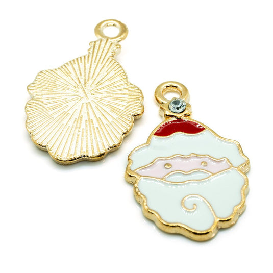 Enamel Christmas Santa Head Charm 25mm x 15mm White, Red, Pink, Gold - Affordable Jewellery Supplies
