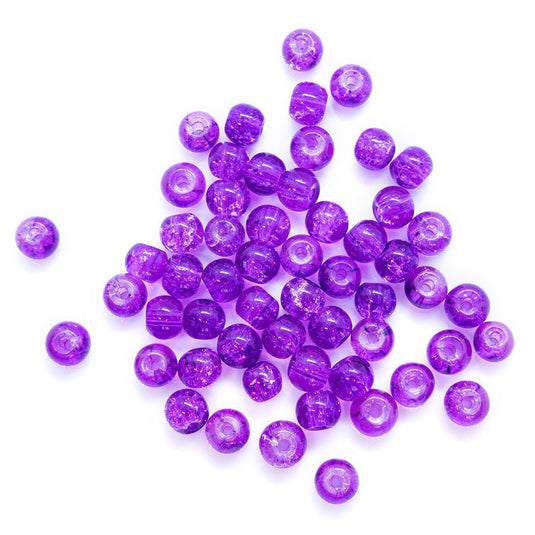 Glass Crackle Beads 4mm Purple - Affordable Jewellery Supplies