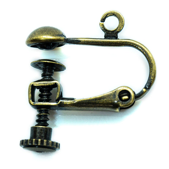 Hinged Clip-on Earring with Loop 20mm x 15mm Antique Gold - Affordable Jewellery Supplies