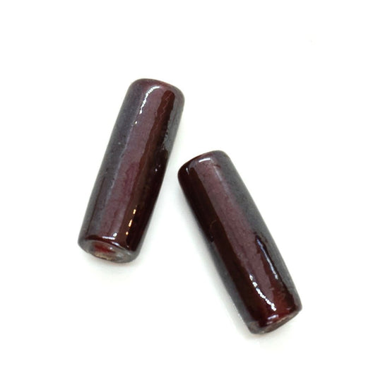 Indian Glass Lampwork Tube 20mm x 6mm Maroon - Affordable Jewellery Supplies