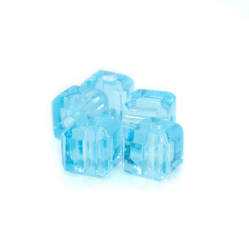Load image into Gallery viewer, Crystal Glass Cube With Slightly Rounded Corners 5mm Aqua - Affordable Jewellery Supplies
