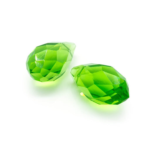 Glass Faceted Briolette 13mm x 8mm Green - Affordable Jewellery Supplies