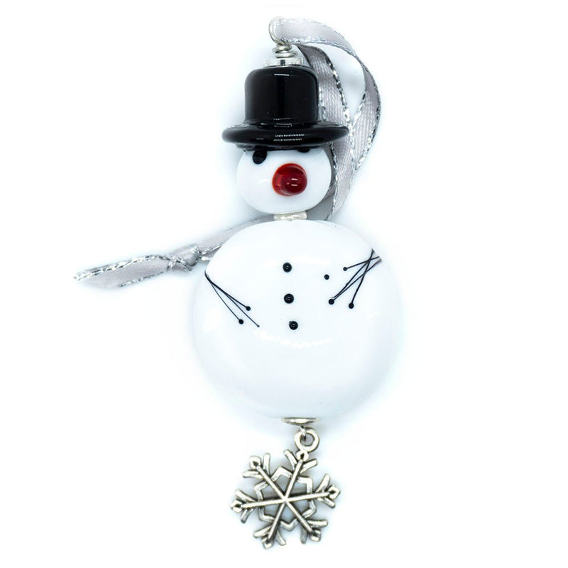 Load image into Gallery viewer, Lampwork Snowman Christmas Ornament 75mm x 30mm 75mm - Affordable Jewellery Supplies
