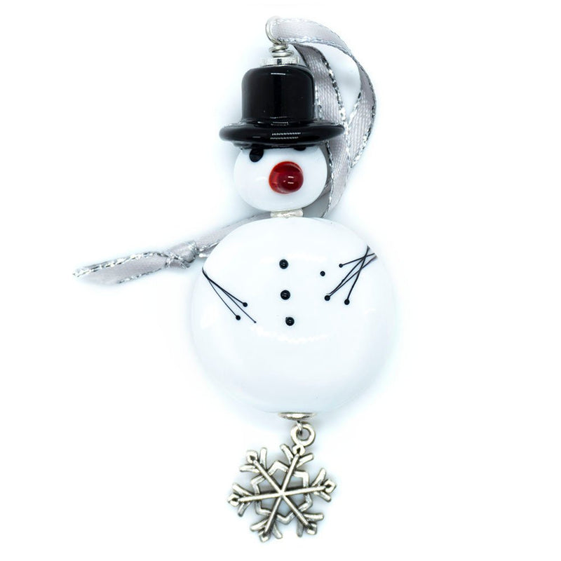 Load image into Gallery viewer, Lampwork Snowman Christmas Ornament 75mm x 30mm 75mm - Affordable Jewellery Supplies
