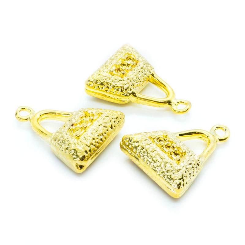 Load image into Gallery viewer, Handbag Pendant 14mm x 16mm Gold - Affordable Jewellery Supplies