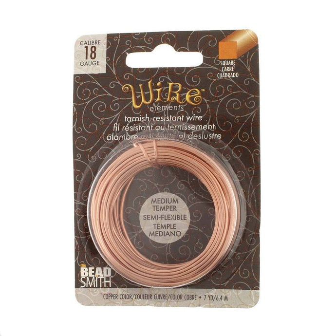 Beadsmith Square Wire 18 Gauge/1.02mm 6.4m Copper - Affordable Jewellery Supplies