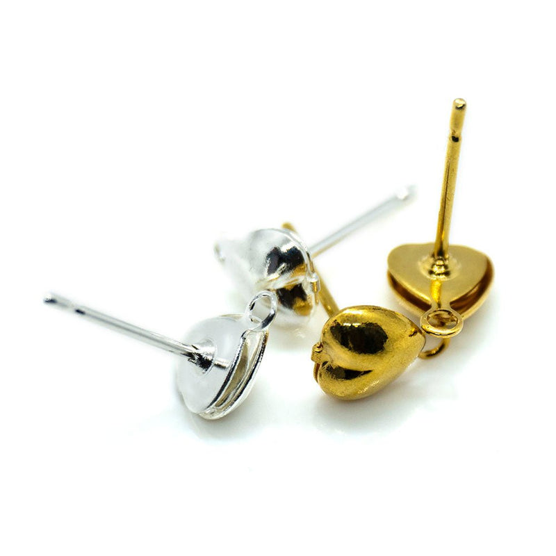 Load image into Gallery viewer, Heart Earring Stud Posts 6mm Silver - Affordable Jewellery Supplies
