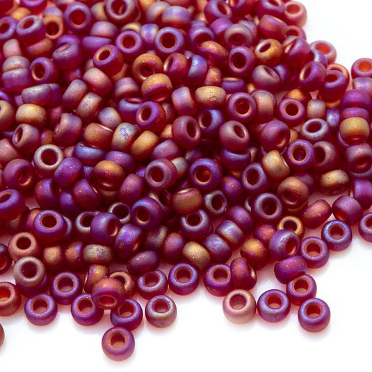 Miyuki Matte Transparent Seed Beads 11/0 Red AB - Affordable Jewellery Supplies