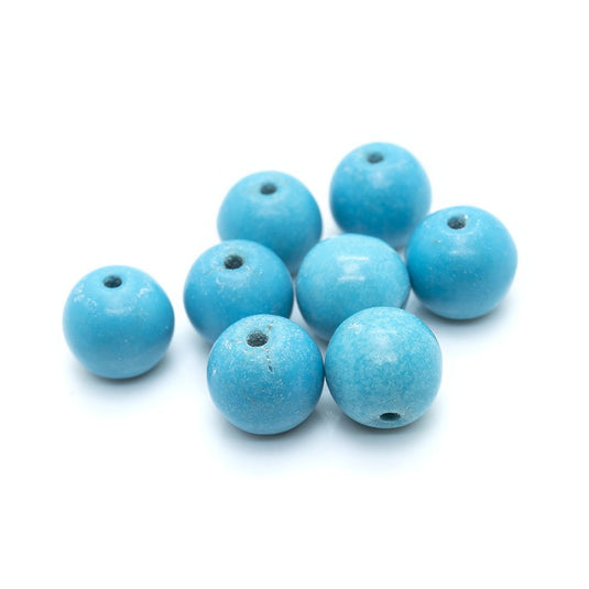Magnesite (dyed/stabilised) Round Beads 6mm Turquoise - Affordable Jewellery Supplies