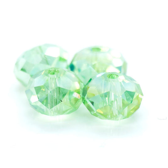 Glass Crystal Faceted Rondelle 8mm x 6mm Green AB - Affordable Jewellery Supplies
