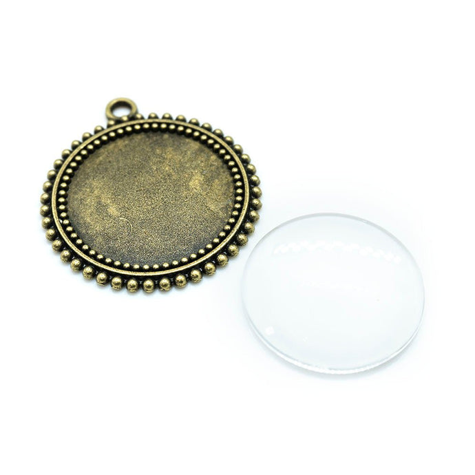 Flat Pendant Cabochon Settings 37mm x 33mm x 2mm Antique Bronze - Affordable Jewellery Supplies