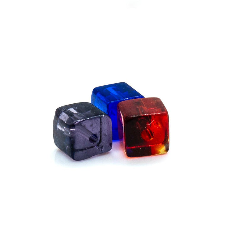 Load image into Gallery viewer, Crystal Glass Cube With Slightly Rounded Corners 5mm Cobalt - Affordable Jewellery Supplies

